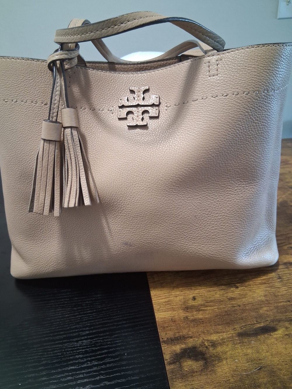 Tory Burch Beige Leather Tassel Tote